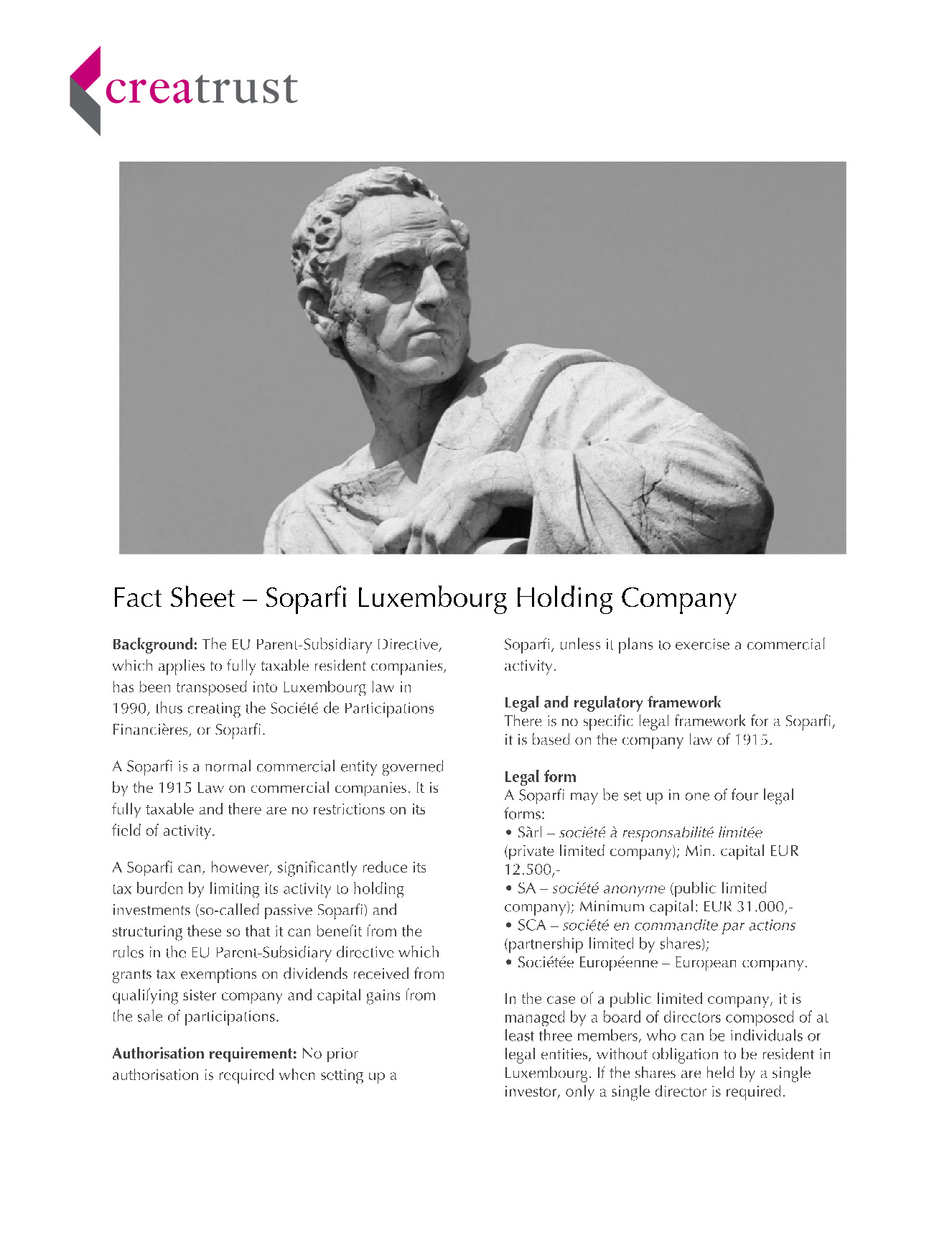 Creatrust Factsheet | SOPARFI